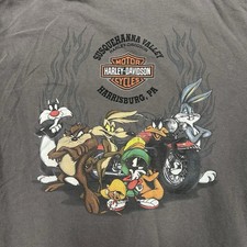 Vintage Harley Davidson Mens T-Shirt Size Medium Taz Daffy Duck Looney Tunes