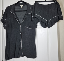 Eberjey Gisele Tencel Modal Relaxed Short Pajama Set Graphite Women's L Comfort