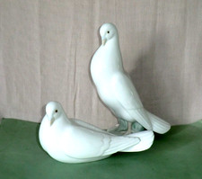 1983 Lladro Nao Pair Of Doves / Pigeons Spanish Porcelain Bird Ornaments