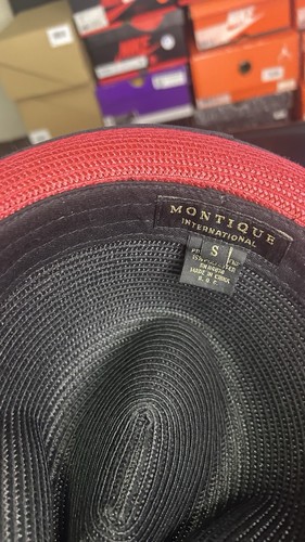 Montique Stingy Hat Black With Red With Feather Size Small - Picture 3 of 3