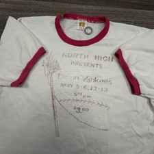 True Vintage 70s Russell Athletic Ringer Shirt Mens Medium Pink Gold Tag Thin