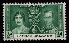 Cayman Islands 1937 King George VI Coronation ½d green SG112 Mint
