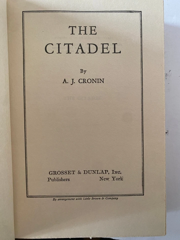 The Citadel A.J. Cronin 1937 Grosset & Dunlap Hardcover - Image 2 of 4