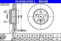 Ate 24.0326-0165.1 Bremsscheibe FüR Chevrolet Opel