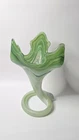 Murano Vintage Art Hand Blown Glass Tulip Trumpet Vase Green