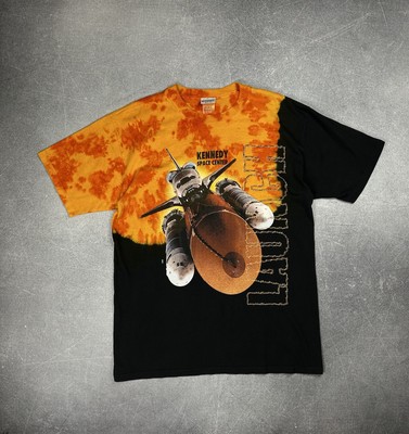 NASA Kennedy Space Center Men s Vintage Tee Shirt (L) Tie Dye Shuttle Launch AOP