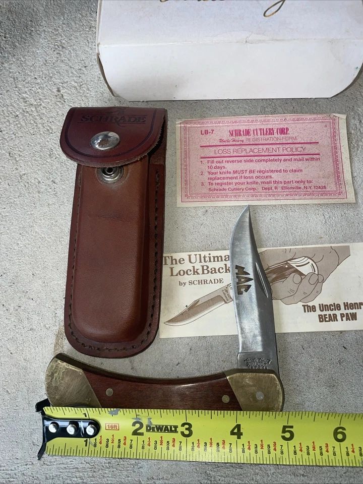 Schrade США LB7 дядя Генри медведь лапа MAC и кожаный ремень оболочка MAC AW51100 - Изображение 2 из 4