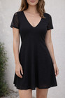 Pull & Bear Micro Polka Dot Texture Black Dress - size SMALL (#E233)