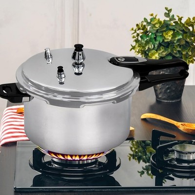 6 Liter Doppelgriff Schnellkochtopf für Küche & Gastronomie, Aluminium + Edelstahl