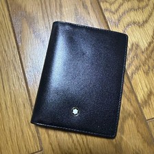 Montblanc Card Holder/Business Card Case Leather Black [NM cond] ship From JAPAN
