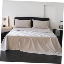 100 Washed Cotton Sheet Set Size, Breathable Durable Soft King Light Grey