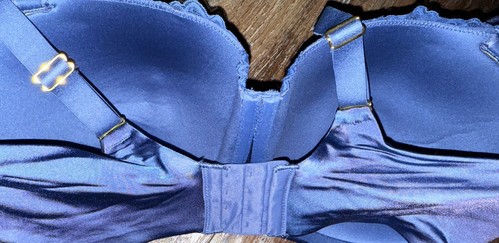 Sujetador Joyspun Balconette para mujer ligeramente acolchado azul aciano encaje floral ~ 42DD - Imagen 4 de 4
