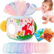 Yeeeasy Baby Tissue Box Toy, Montessori 4.5 x x 9 inches, Multicolored