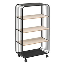 Étagère à Roulettes 4 Niveaux "Bert" 96cm Noir
