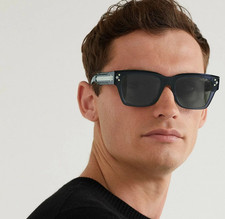 Dior CD Diamond S2I Black Rectangular Sunglasses DM40083I