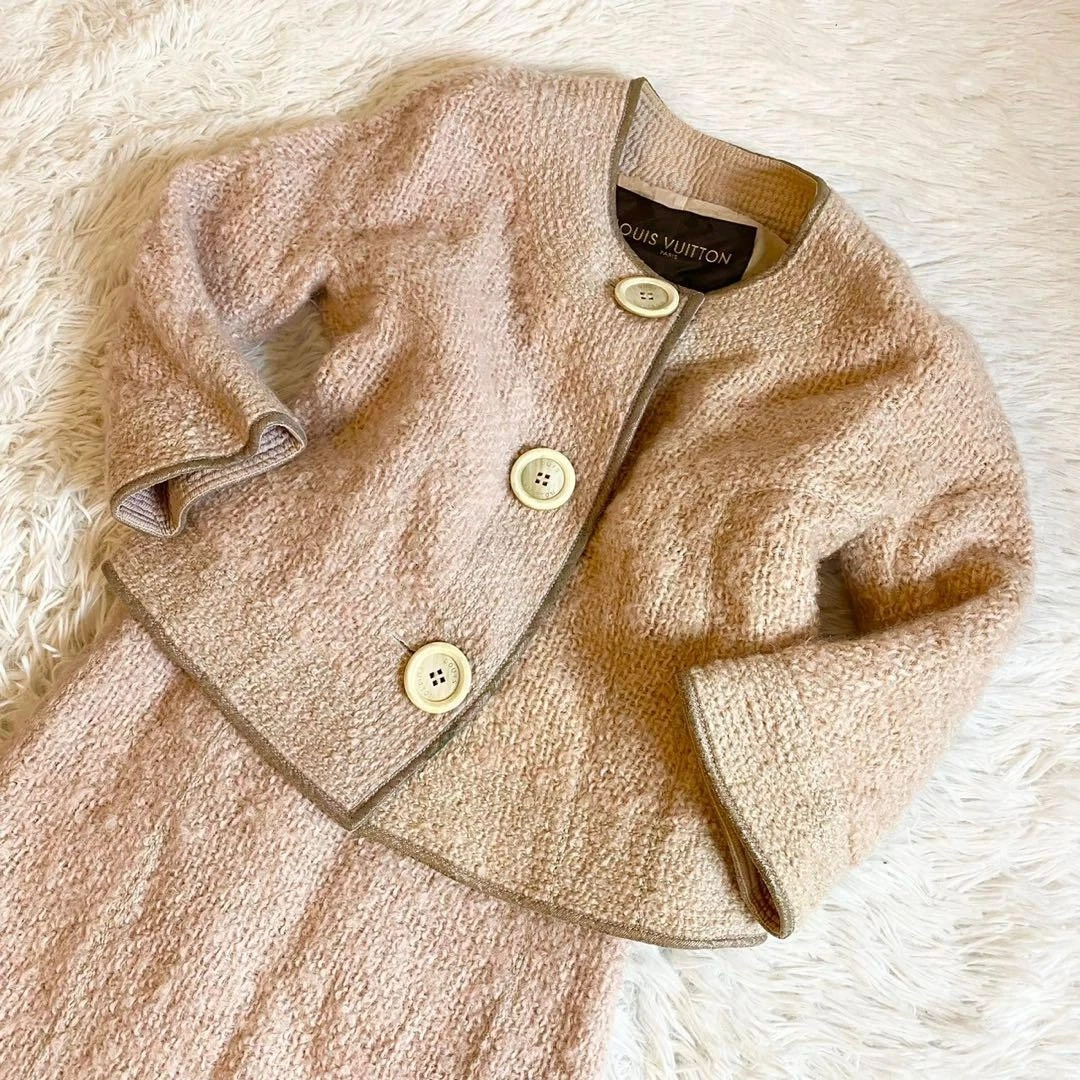 LOUIS VUITTON（LV） Louis Vuitton Set Tuta Gonna Rosa Beige Abito Formale Autentico Francia Taglia 36