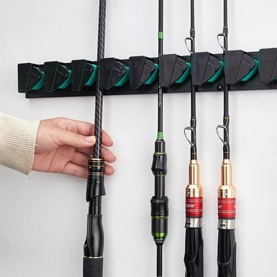 Wandmontage Angelrutenhalter Rack vertikal horizontal für 9 Ruten Garage
