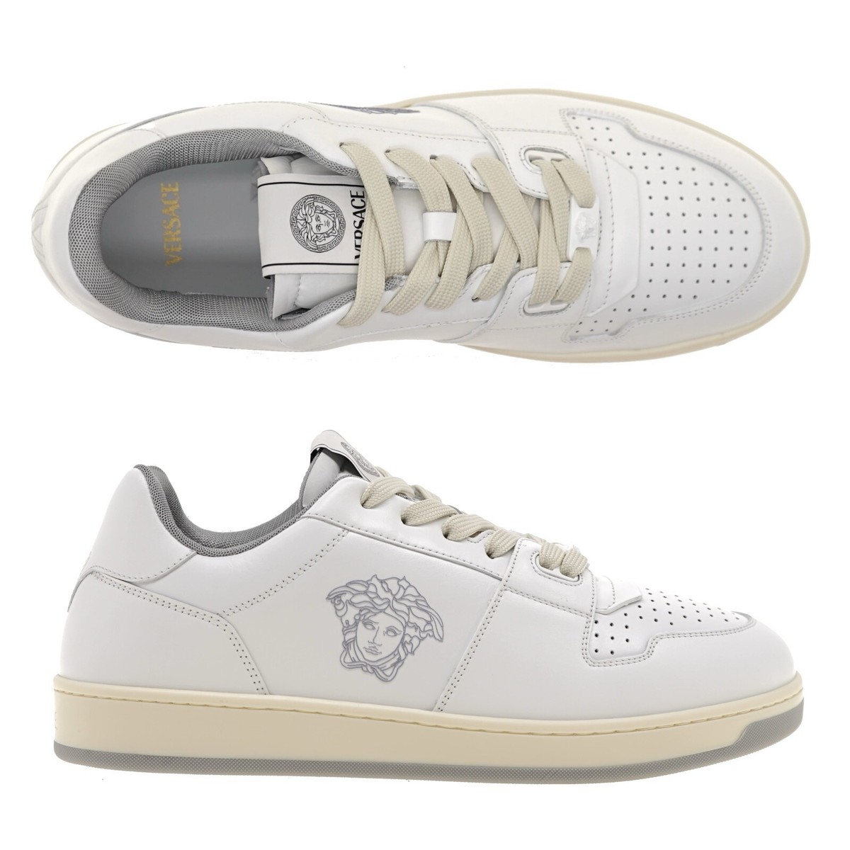 Versace Medusa Men Sneakers White Leather Size 44 11 US New