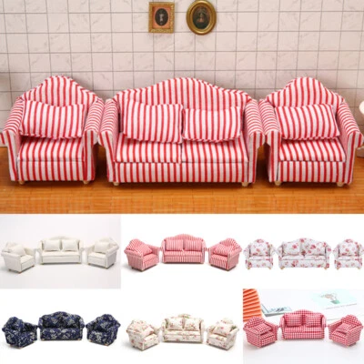 1:12TH Scale Dolls House Miniature Single Sofa Set Furniture Living Room Decor - Image 1 of 4