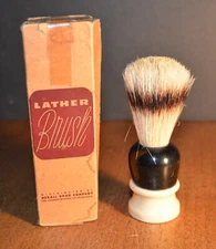 VTG Shaving Lather Brush by REXALL Drug Orig. Box KLENZO Boar Bristle 4 1/8"