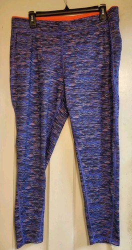 NEW XERSION PERFORMANCE WEAR Blue Pink Space Dye Athletic Leggings Pants Size XL