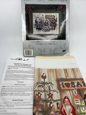 Santa Cross Stitch Pattern Needle Thread Instructions 18 x14  Candamar