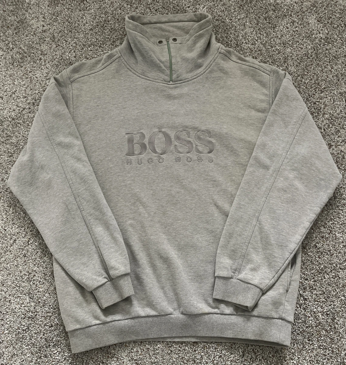 Vintage Mens Small Hugo Boss Green Label Pullover Collared Sweatshirt Gray  | eBay