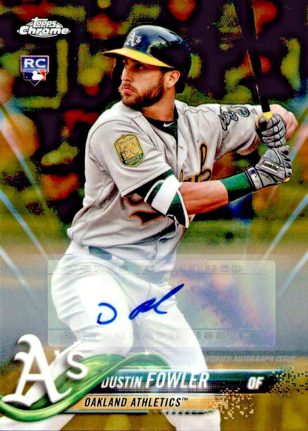 2018 Topps Chrome Update Dustin Fowler Rookie Autograph Gold Refractor #HMT13