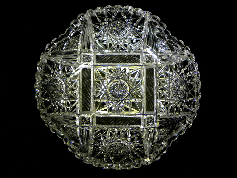 RARE AMERICAN BRILLIANT CRYSTAL CUT GLASS HEAVY 8