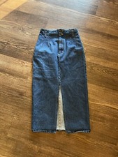 Vintage 80s Denim Long Pencil Skirt Made In USA Sz 7/8 stuffed shirt