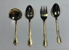 Vtg Estia G.P. Korea Serving Utensils Gold Electroplate Golden Flatware Set Of 4