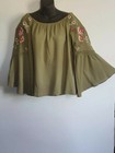 Altar'd State Peasant Top Size S Bell Sleeve Embroidered Floral Off/On Shoulder 