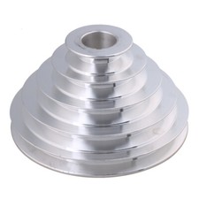 V-Type Five Step Belt Pulley for A Type V-belt Timing Belt Silver 4MM Aluminum