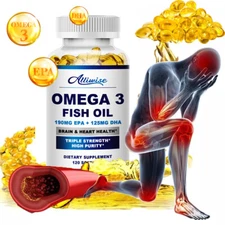 120 Pills Omega 3 Fish Oil Capsules Triple Strength EPA & DHA, Highest Potency