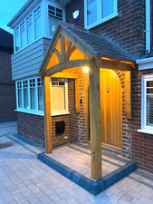 Porch in solid oak. Hand Made in easy semi kit form to individual size & design.