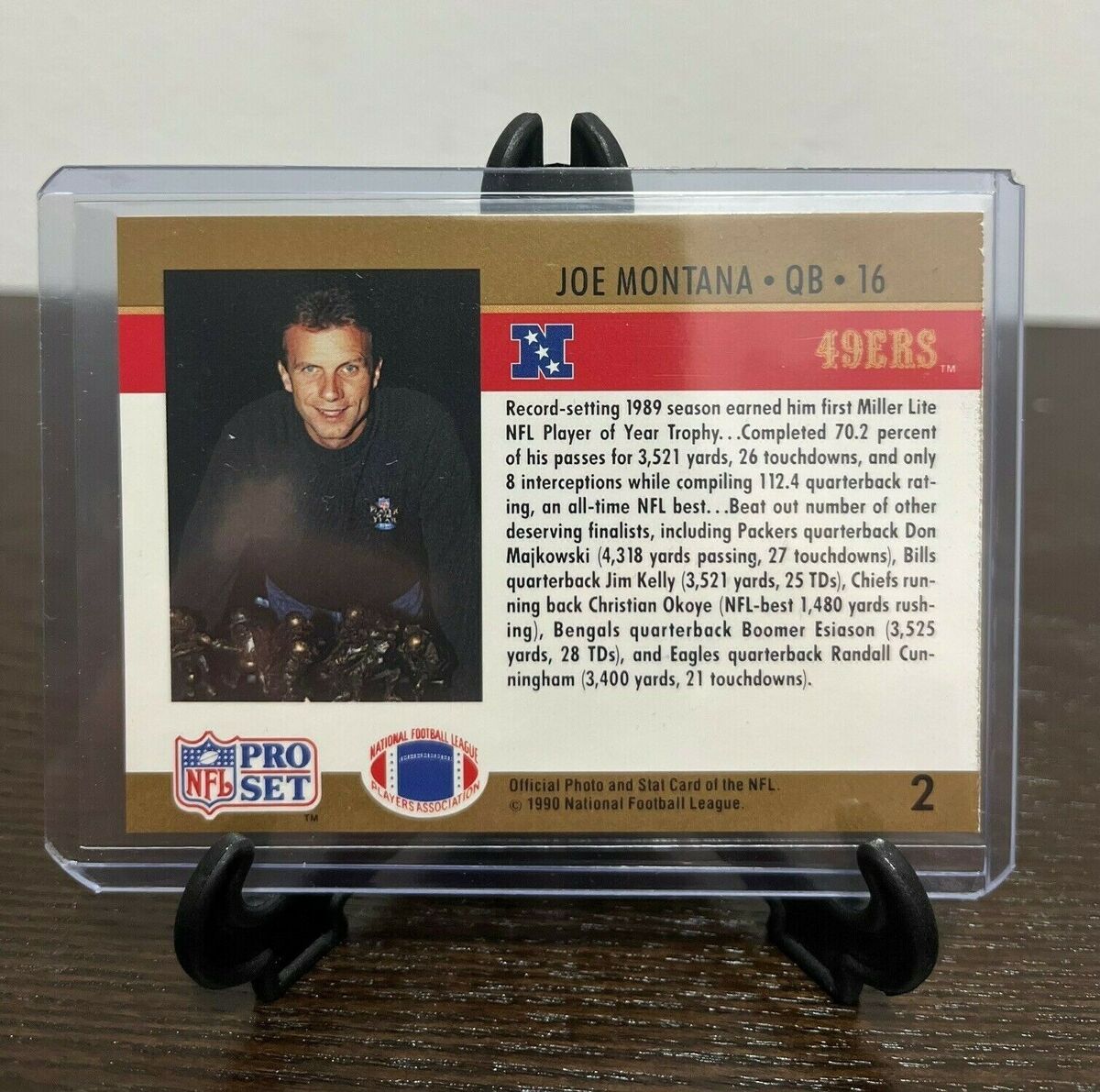 Joe Montana 1989 NFL Player Of The Year #2 ERROR CARD (3,521 Joe Montana 1989 NFL Player Of The Year #2 ERROR CARD (3,521