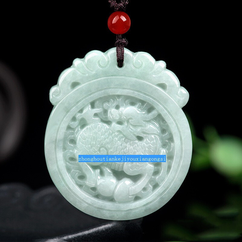 Natural Certified Grade A Jade Kylin Carved Amulet Pendant