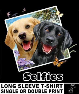 VERY COOL GOLDEN AND BLACK LAB LABRADOR RETRIEVER FUNNY SELFIE DOG T-SHIRT AB728