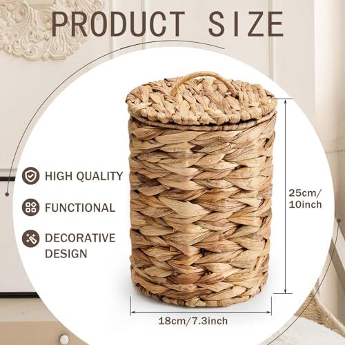 4 Pcs Small Wicker Trash Can Basket Woven Waste Basket with Lid ...