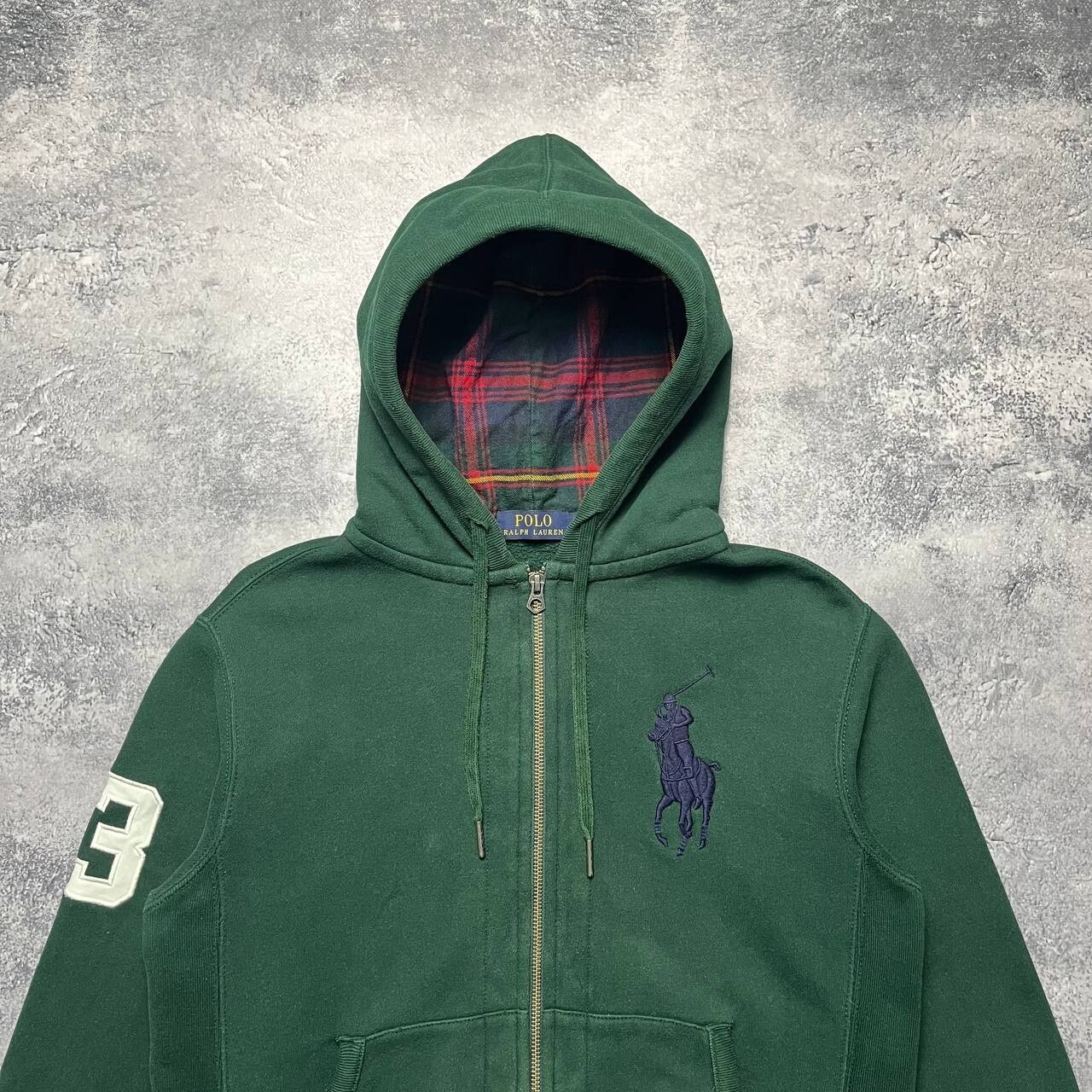 Polo Ralph Lauren Big Pony №3 Felpa con Cappuccio Zip Uomo Taglia S Manica Lunga Verde