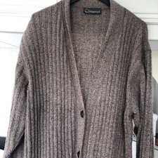 MAMUT WOMENS BEIGE FLECKED KNITTED WOOL BLEND LONG CARDIGAN - SIZE S 