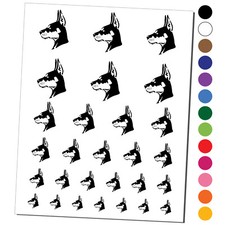 Alert Doberman Pinscher Guard Dog Temporary Tattoo Water Resistant Set