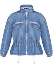 NWT Veronica Beard XL Denim ROZ Jacket Peplum Drawstring Zip Front 428