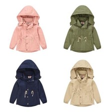 Kids Baby Boys Girl Collect Waist Hooded Coat Windproof Outerwear Jacket Clothes
