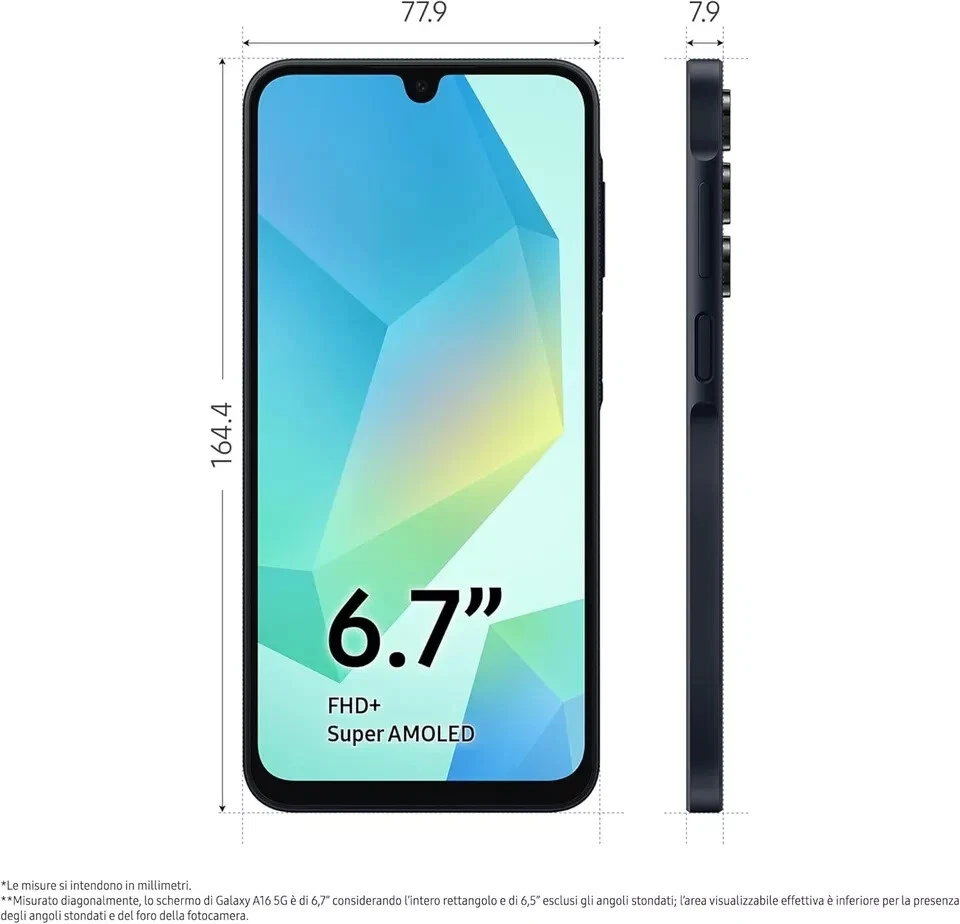 Samsung Galaxy A16 4G 4/128GB Blue Black Smartphone Android 14 disp. SUPER 6.7'' - Immagine 4 di 4