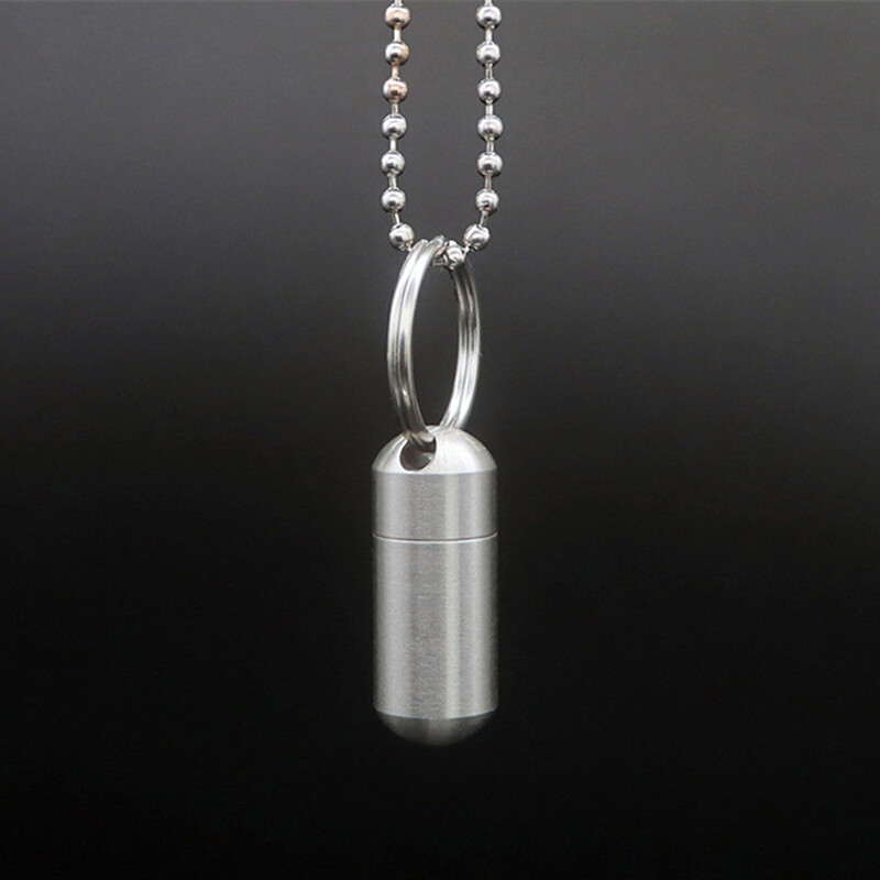 Pill Holder Portable Waterproof Metal Capsule Box Keychain Pill Case