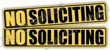 NO SOLICITING Vinyl Decals  Small Business Window Stickers  Yellow Sign