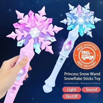 Princess Snow Wand Toy   Glowing Light & Sound Snowflake Fairy Wand for Kids