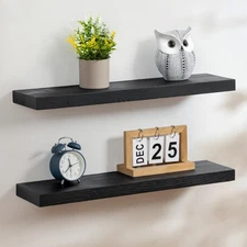 Handcrafted European Pine Floating Shelves - Natural Rustic Wooden Wall Shelf...