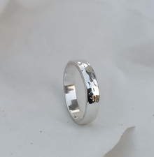Hammered Sterling Silver Band Ring: Handmade Stacking Woman Ring All Size R382